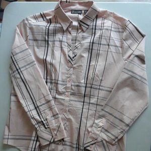 New York & Company, 7th Ave., Pale Blush Plaid Button Up, Madison Shirt (NWOT)